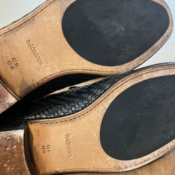 Magnanni Black Leather Interwoven Slip-On Loafers Dress Shoes Men's Size 13 - Picture 9 of 12